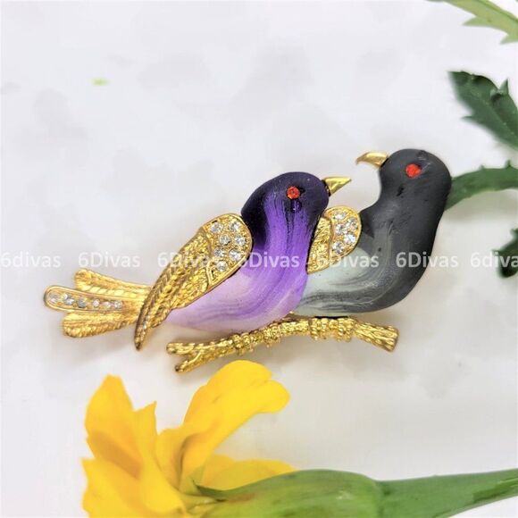 𝅺TWO Birds Brooch Pin - Picture 7 of 7